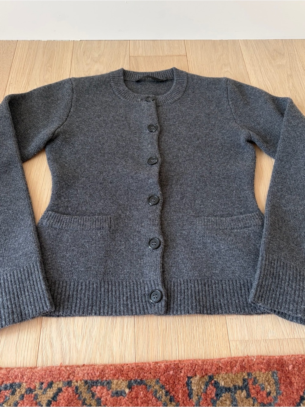 Jenni Kayne Charcoal Gray Crewneck Button Cardigan